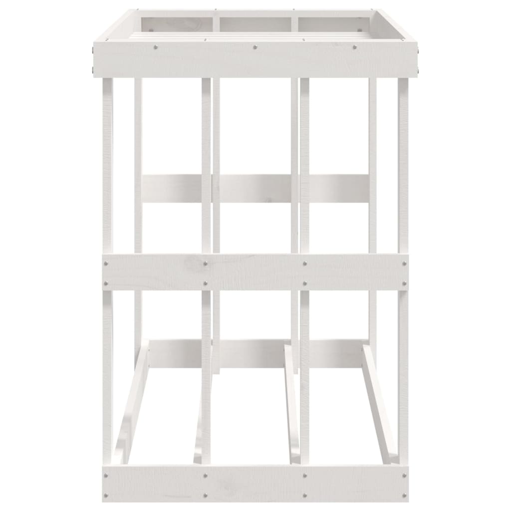 Portaceppi da Esterno Bianco 108x52x74 cm Legno Massello Pino