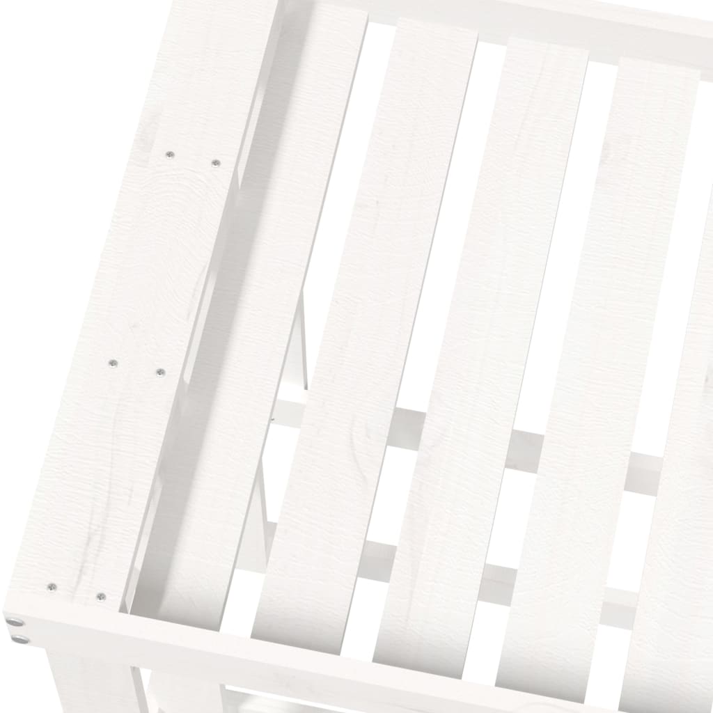 Portaceppi da Esterno Bianco 108x52x74 cm Legno Massello Pino