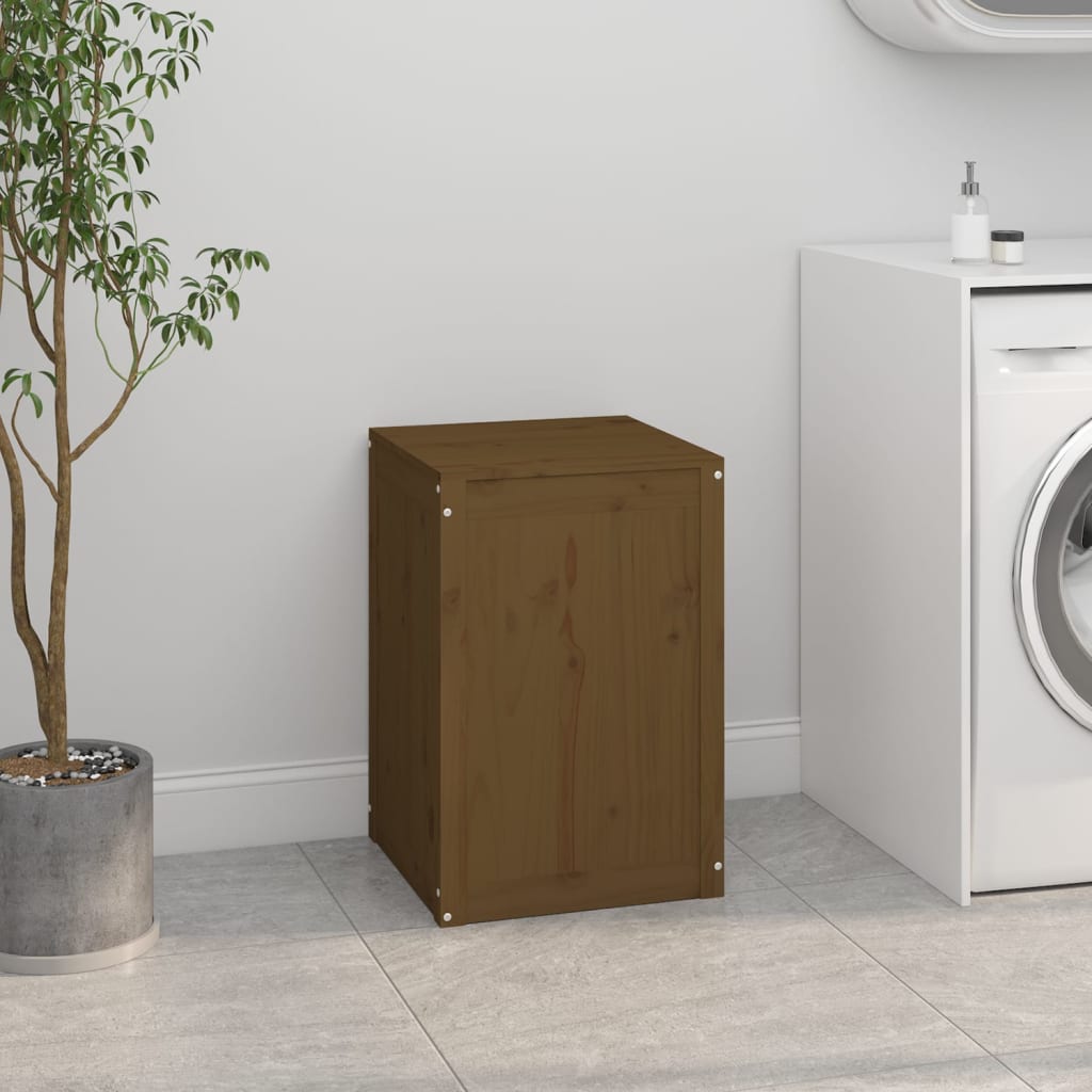 Contenitore per Bucato Ambra 44x44x66 cm Legno Massello Pino
