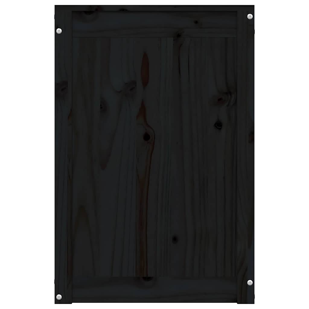 Contenitore per Bucato Nero 44x44x66 cm Legno Massello Pino