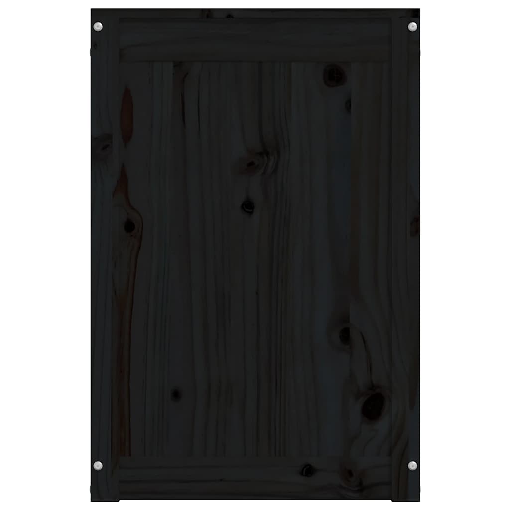 Contenitore per Bucato Nero 44x44x66 cm Legno Massello Pino