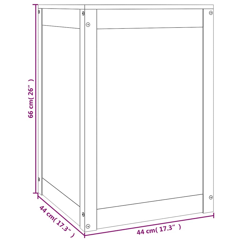 Contenitore per Bucato Nero 44x44x66 cm Legno Massello Pino