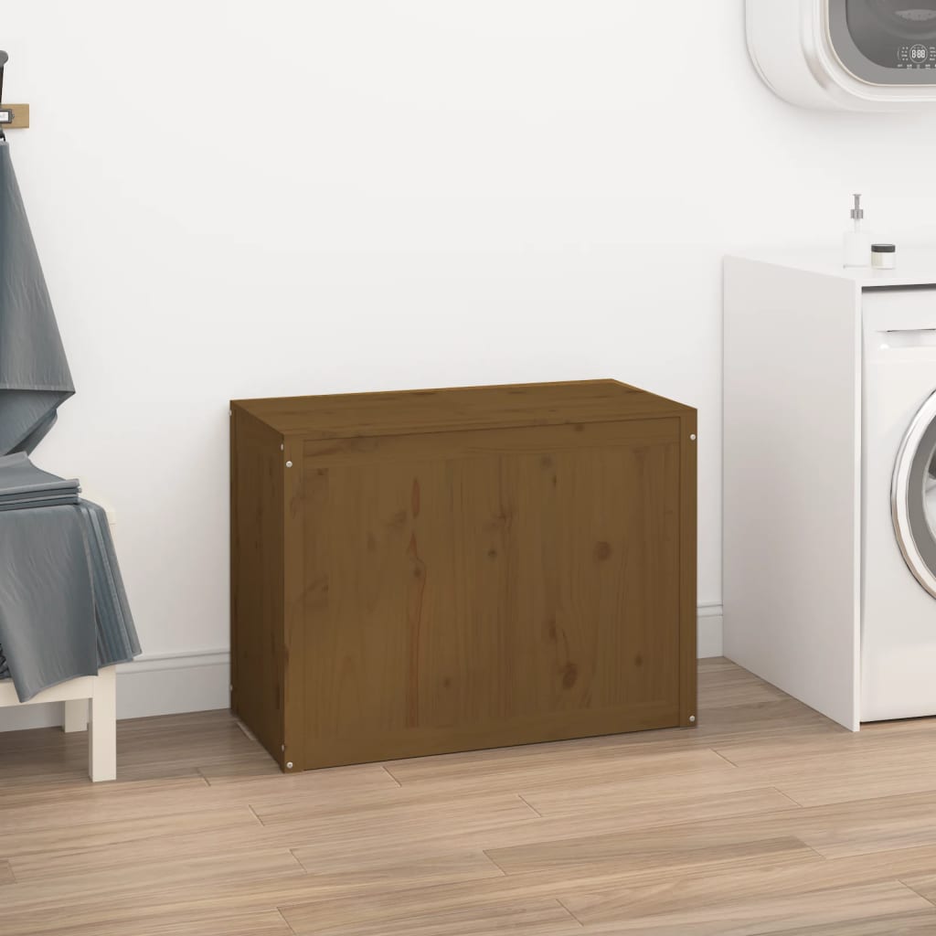 Contenitore per Bucato Ambra 88,5x44x66 cm Legno Massello Pino