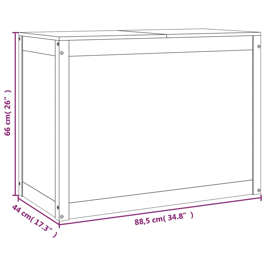 Contenitore per Bucato Ambra 88,5x44x66 cm Legno Massello Pino