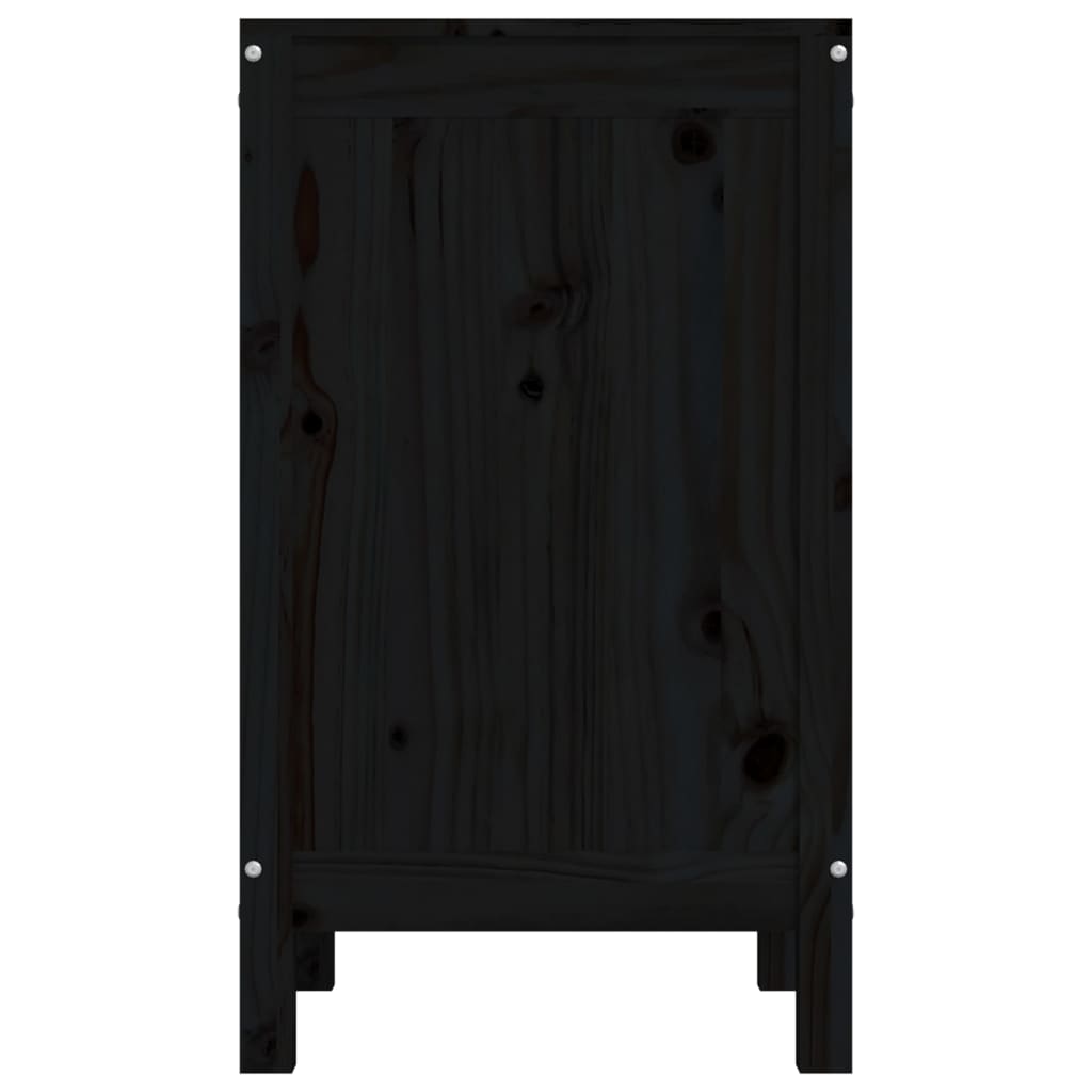 Contenitore per Bucato Nero 44x44x76 cm Legno Massello Pino