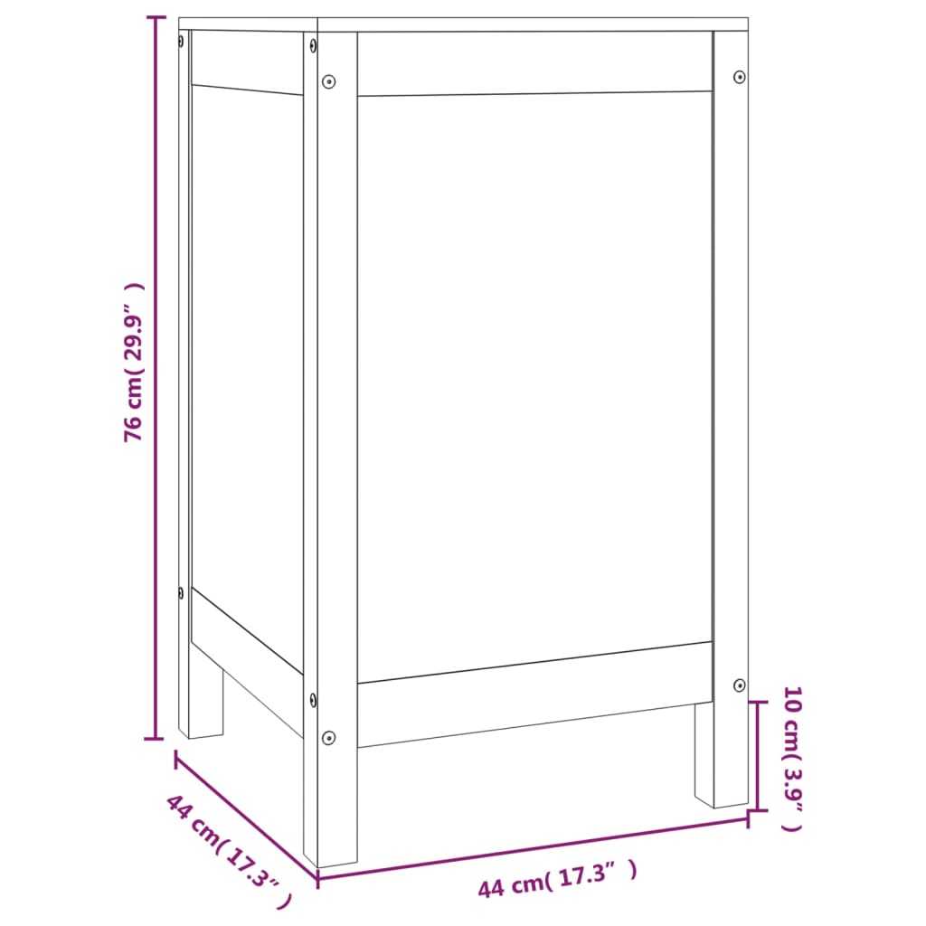 Contenitore per Bucato Nero 44x44x76 cm Legno Massello Pino