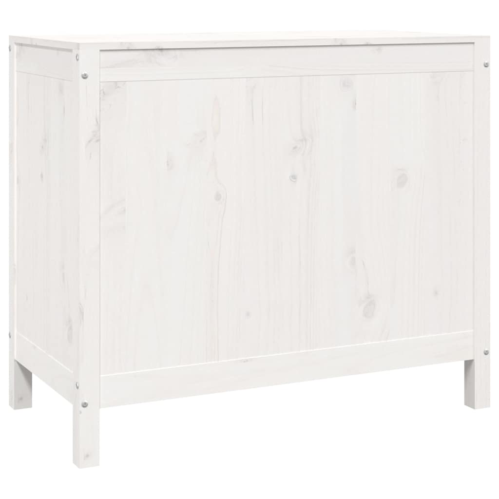 Contenitore per Bucato Bianco 88,5x44x76 cm Legno Massello Pino
