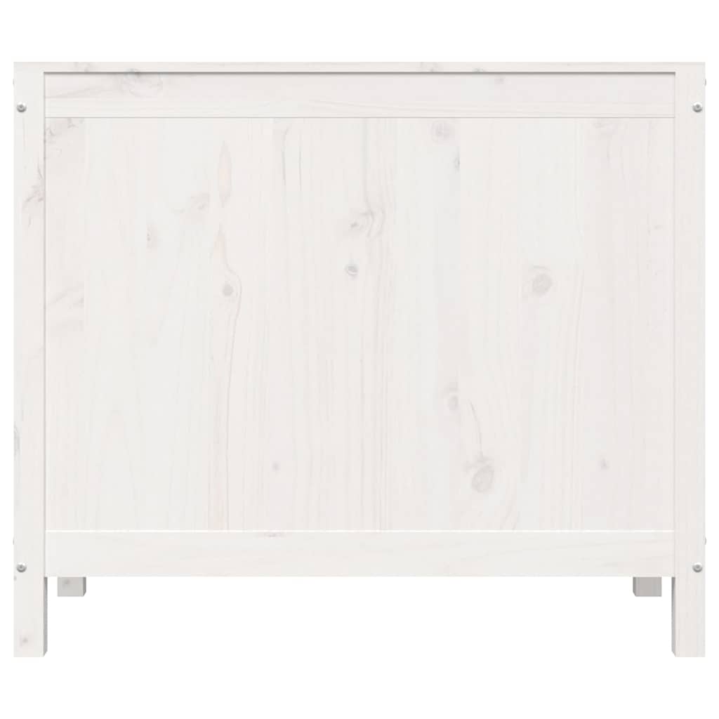 Contenitore per Bucato Bianco 88,5x44x76 cm Legno Massello Pino