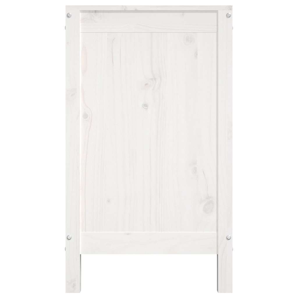 Contenitore per Bucato Bianco 88,5x44x76 cm Legno Massello Pino