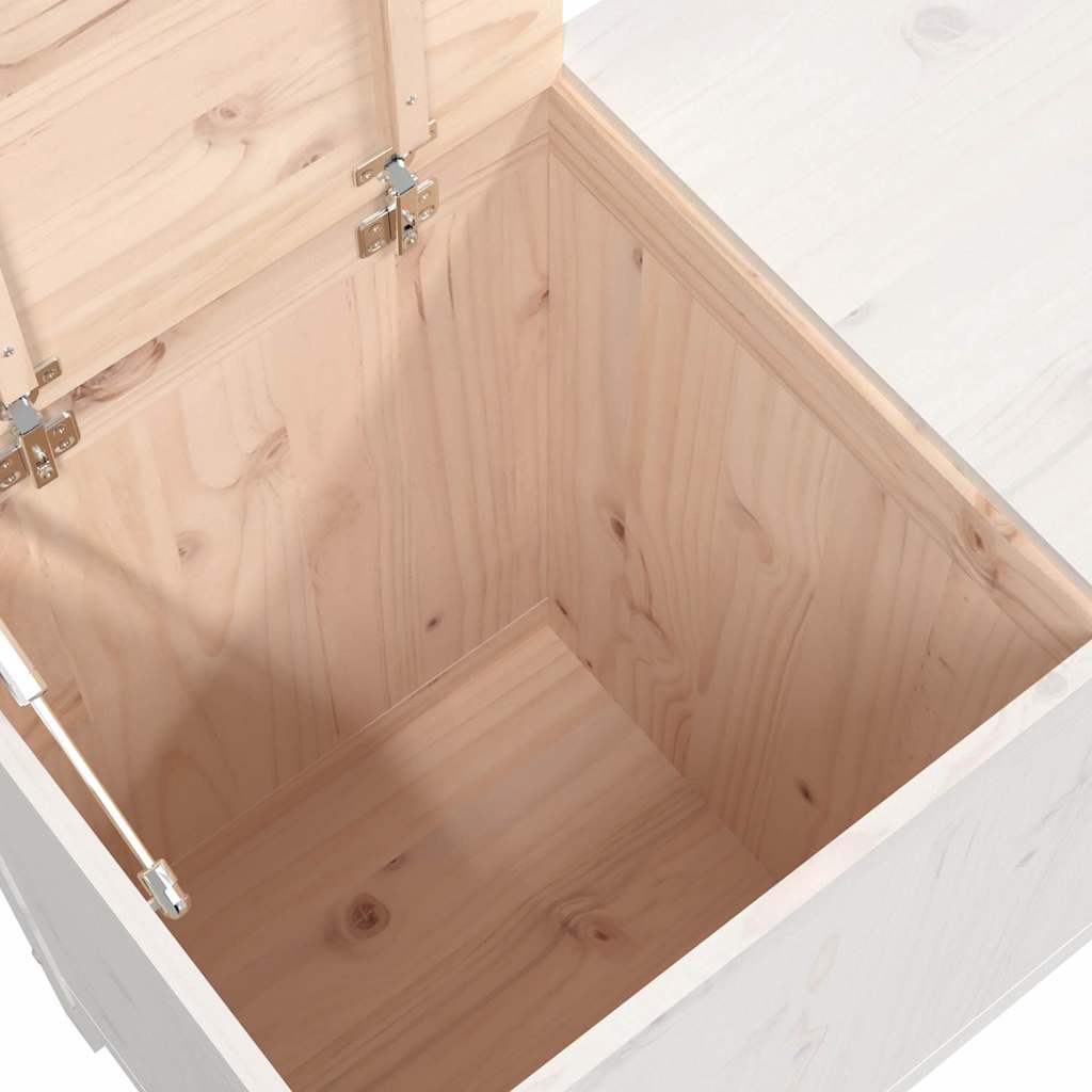 Contenitore per Bucato Bianco 88,5x44x76 cm Legno Massello Pino