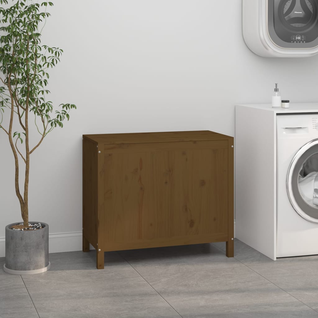 Contenitore per Bucato Ambra 88,5x44x76 cm Legno Massello Pino
