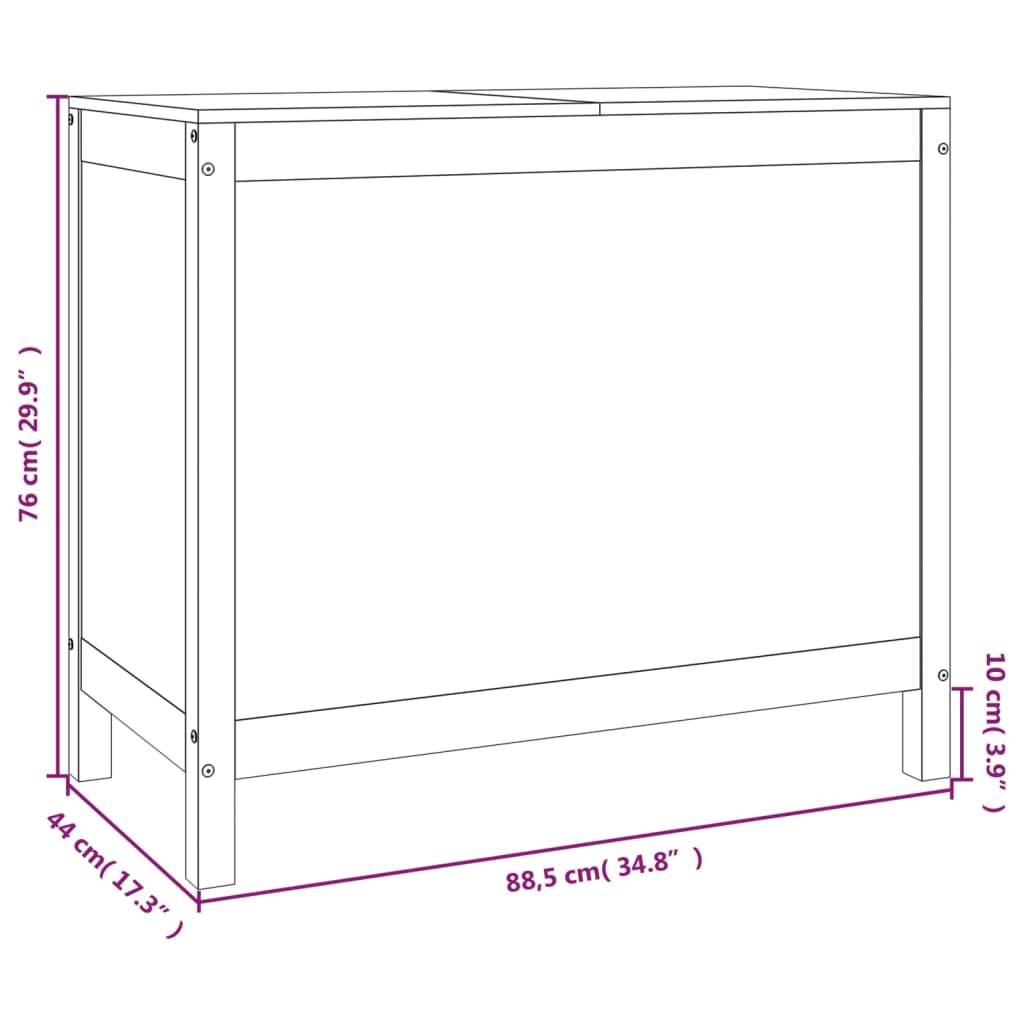 Contenitore per Bucato Ambra 88,5x44x76 cm Legno Massello Pino