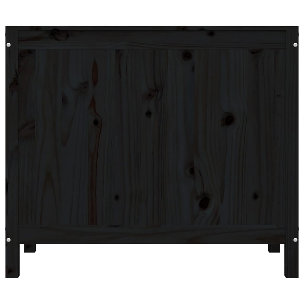 Contenitore per Bucato Nero 88,5x44x76 cm Legno Massello Pino