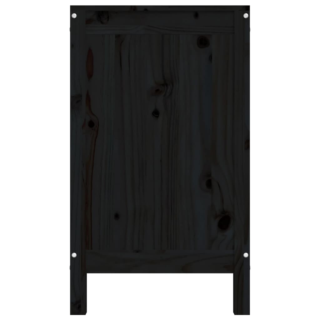 Contenitore per Bucato Nero 88,5x44x76 cm Legno Massello Pino