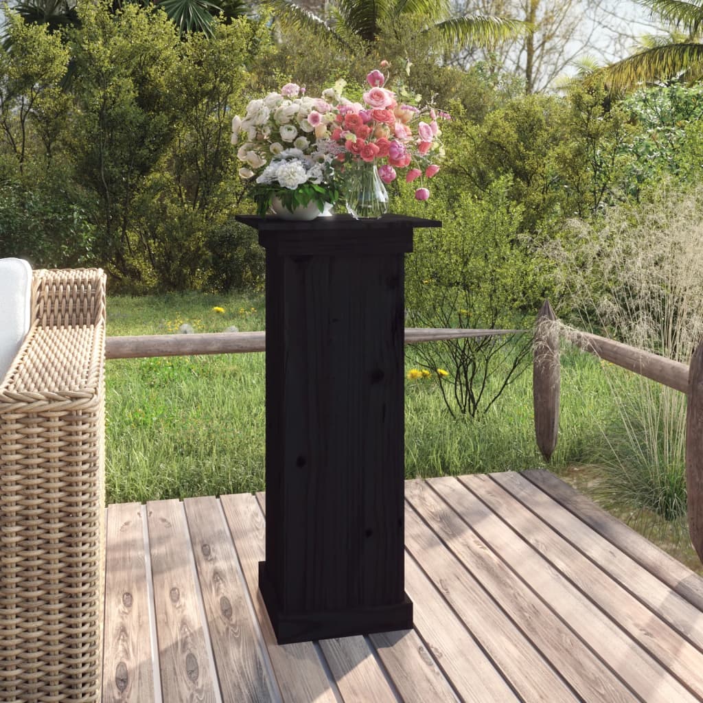 Portafiori Nero 40x40x90 cm in Legno Massello di Pino