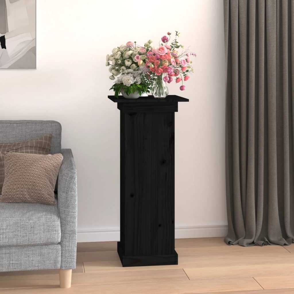 Portafiori Nero 40x40x90 cm in Legno Massello di Pino