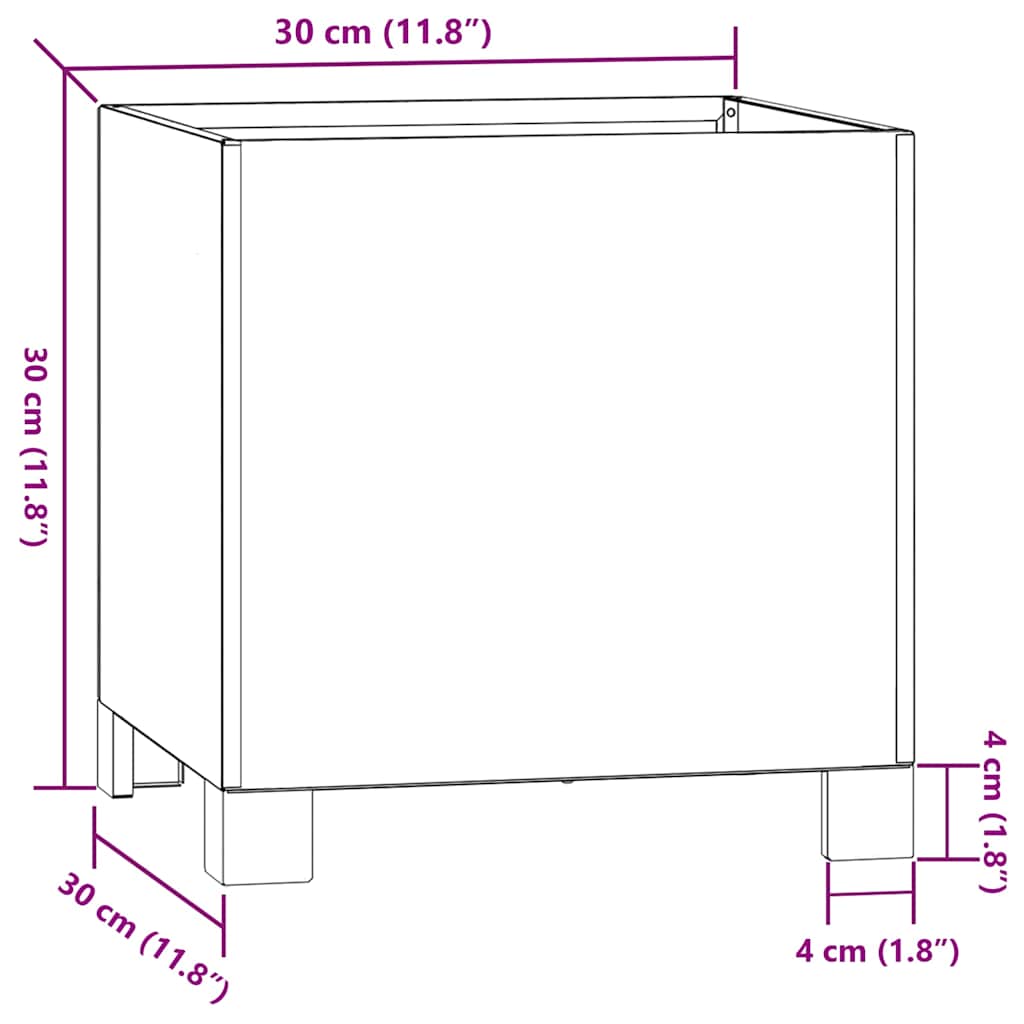 Fioriere con Gambe 2pz Ruggine 30x30x30 cm Acciaio Corten