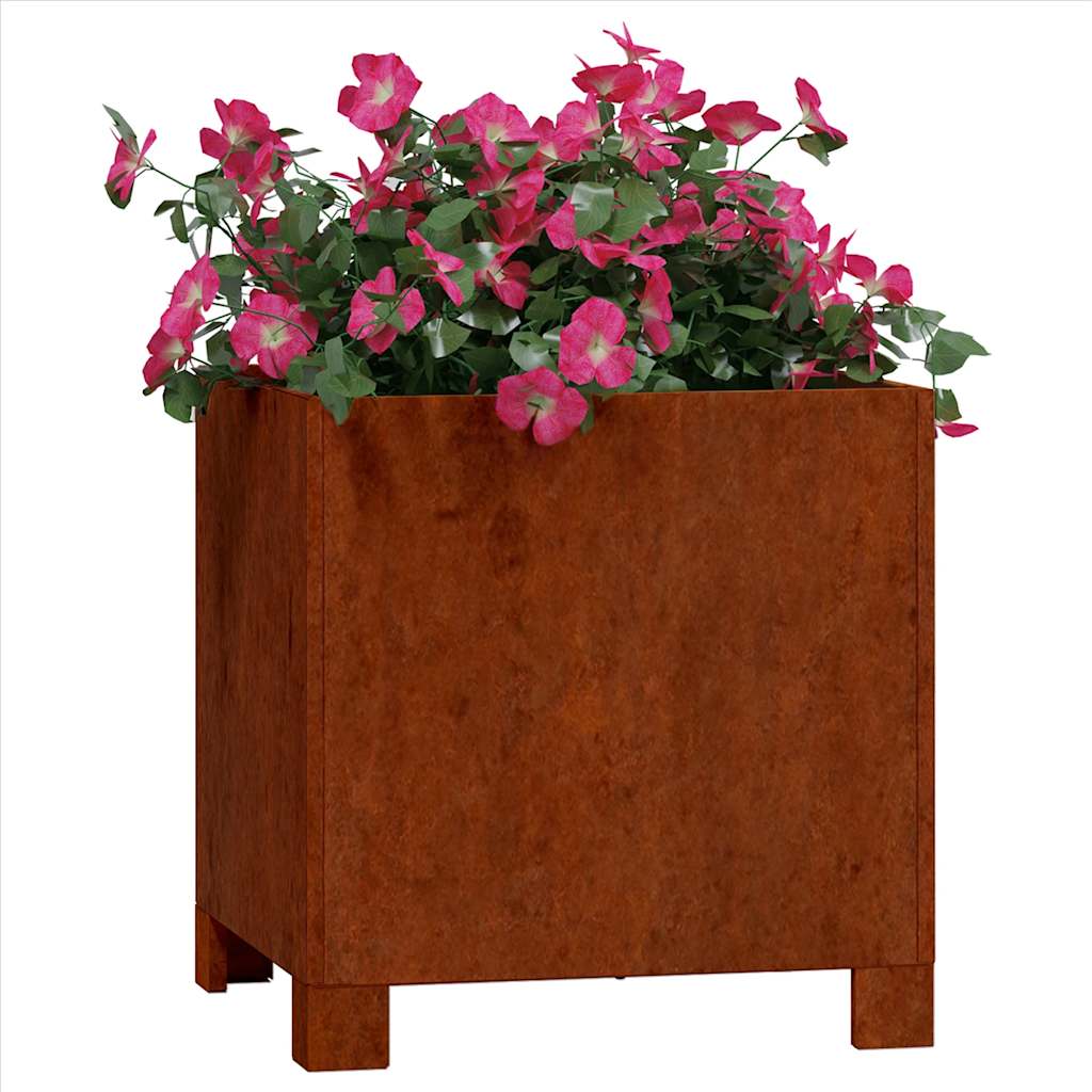 Fioriere con Gambe 2pz Ruggine 30x30x30 cm Acciaio Corten