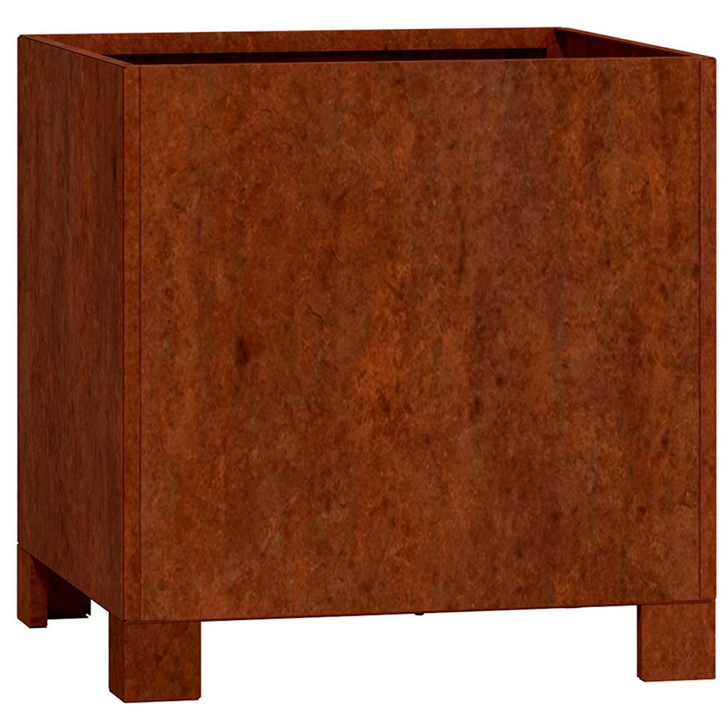 Fioriere con Gambe 2pz Ruggine 30x30x30 cm Acciaio Corten