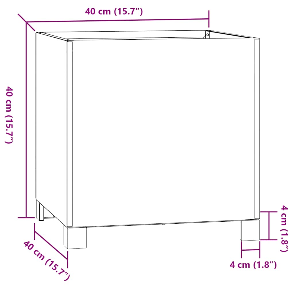 Fioriera con Gambe Ruggine 40x40x40 cm Acciaio Corten