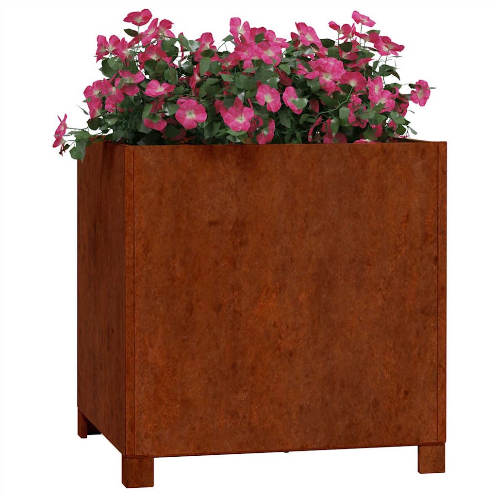 Fioriera con Gambe Ruggine 50x50x50 cm Acciaio Corten