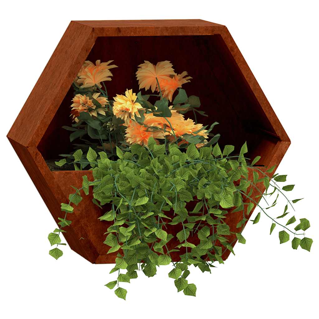 Fioriere da Parete 2 pz Ruggine in Acciaio Corten 30x10x25 cm