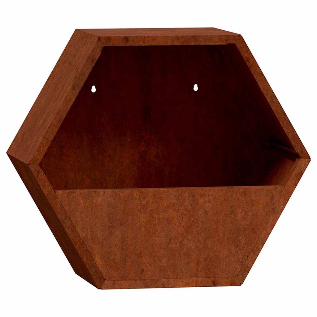 Fioriere da Parete 2 pz Ruggine in Acciaio Corten 30x10x25 cm