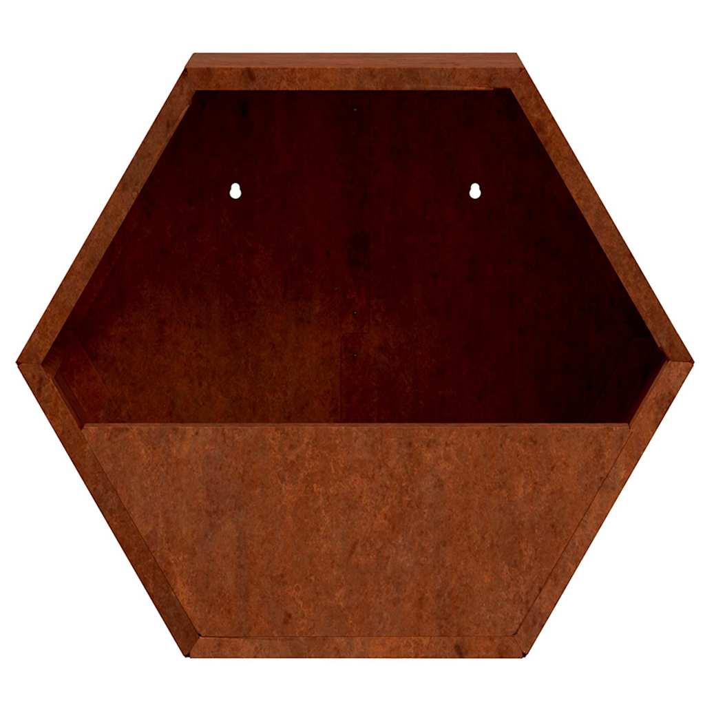 Fioriere da Parete 2 pz Ruggine in Acciaio Corten 30x10x25 cm