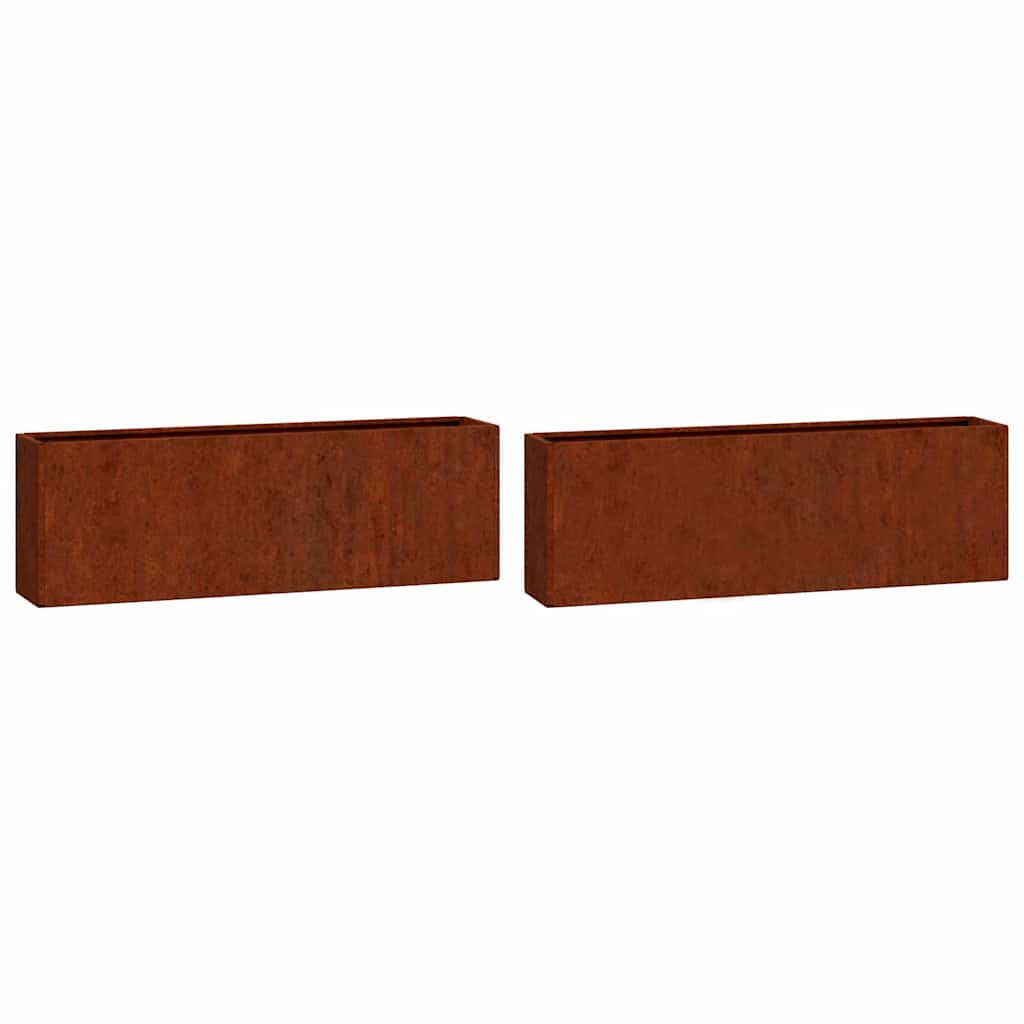 Fioriere da Parete 2 pz Ruggine in Acciaio Corten 53x10x17 cm