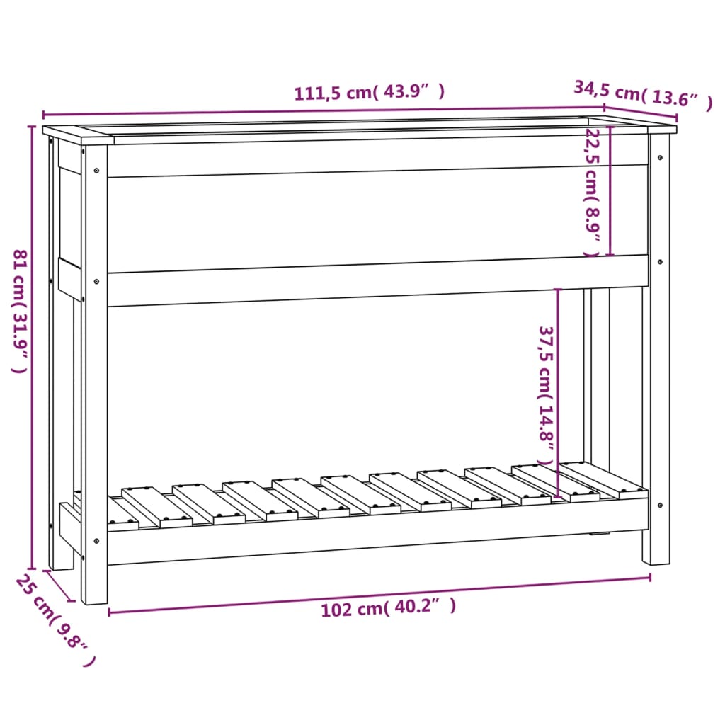 Fioriera con Mensola Ambra 111,5x34,5x81 cm Legno Massello Pino