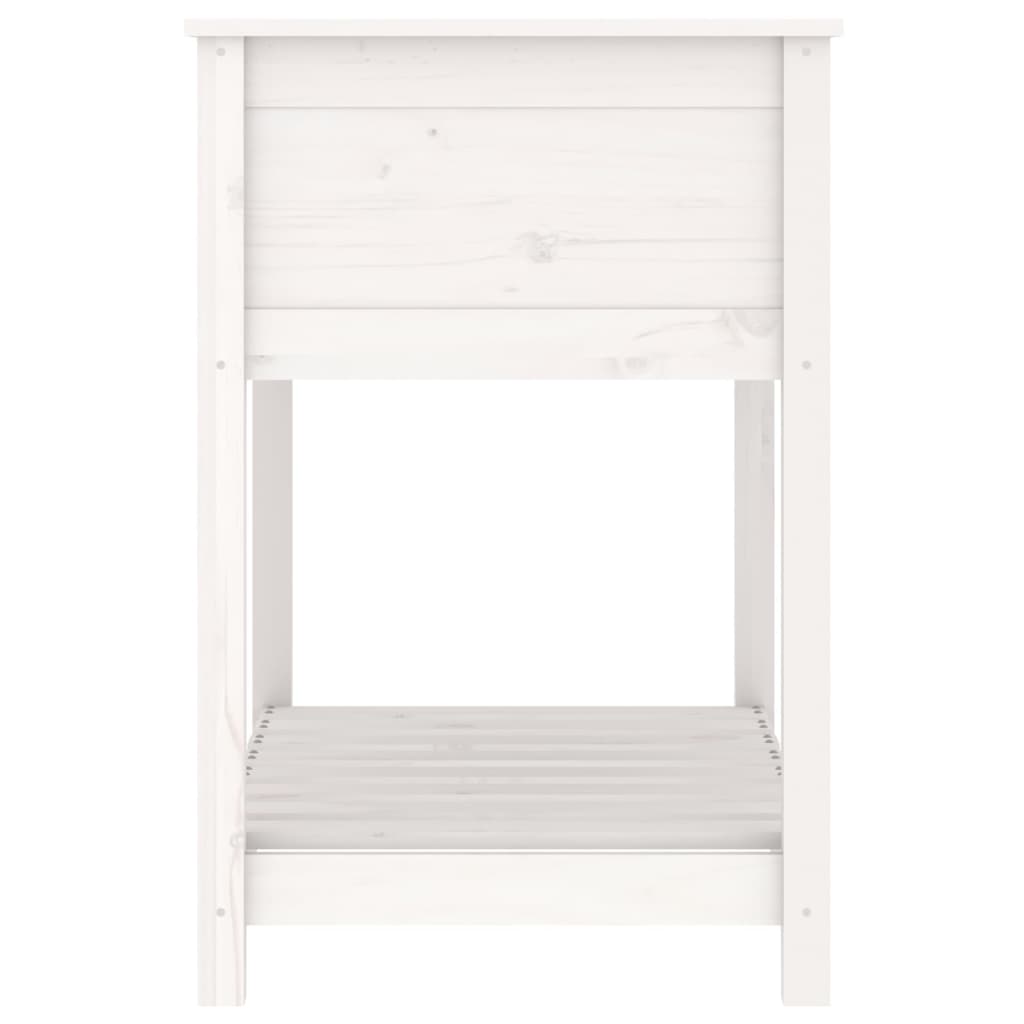 Fioriera con Mensola Bianca 82,5x54x81cm in Legno Massello Pino