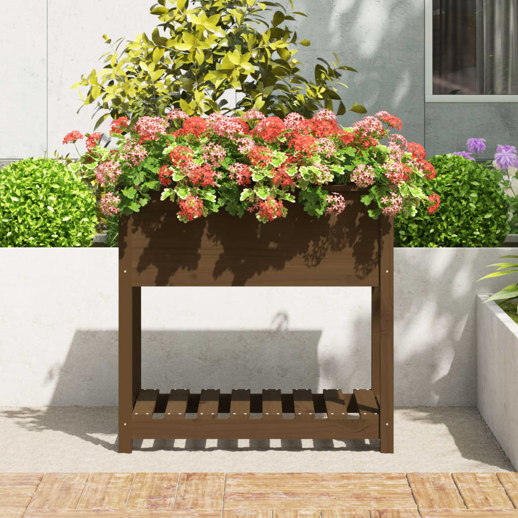 Fioriera con Mensola Ambra 82,5x54x81 cm in Legno Massello Pino