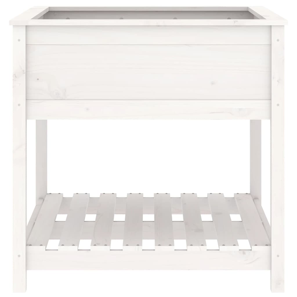 Fioriera con Mensola Bianca 82,5x82,5x81 cm Legno Massello Pino