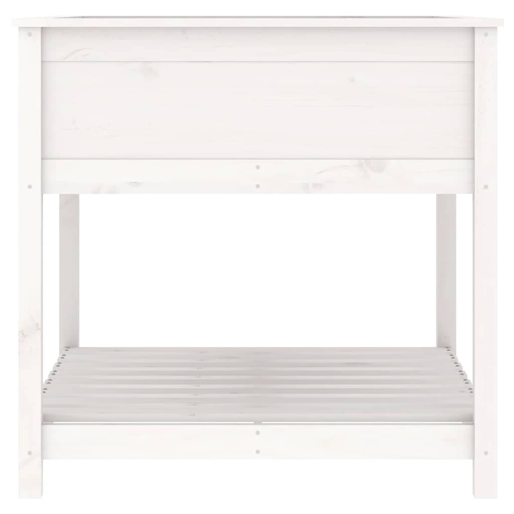 Fioriera con Mensola Bianca 82,5x82,5x81 cm Legno Massello Pino