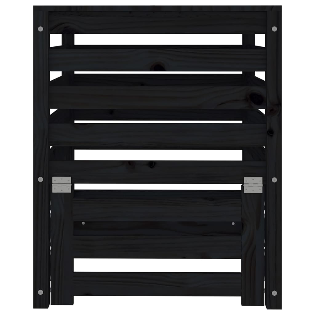 Compostiera Nera 63,5x63,5x77,5 cm in Legno Massello di Pino