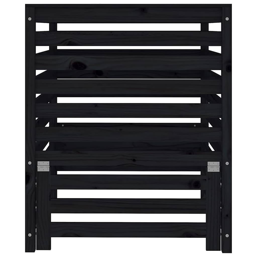 Compostiera Nera 82,5x82,5x99,5 cm in Legno Massello di Pino