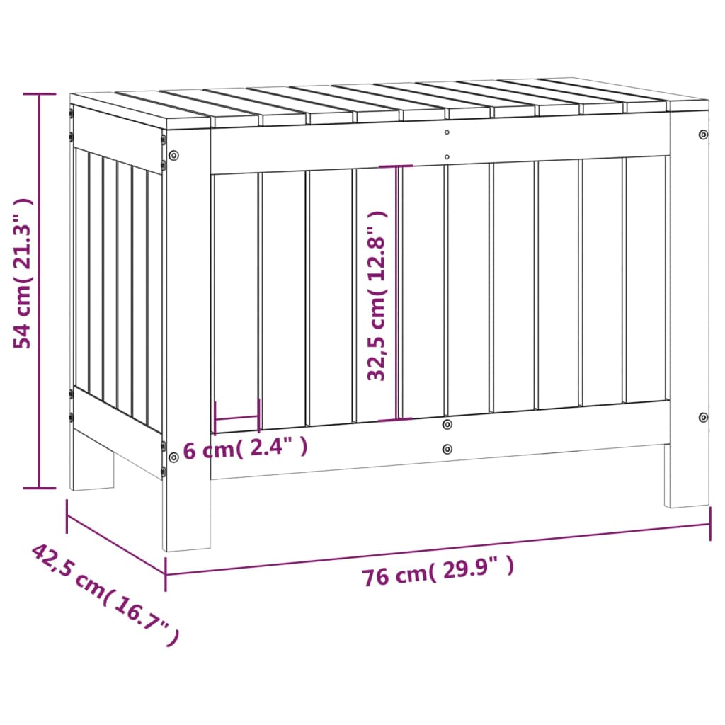 Contenitore Giardino Grigio 76x42,5x54cm Legno Massello di Pino