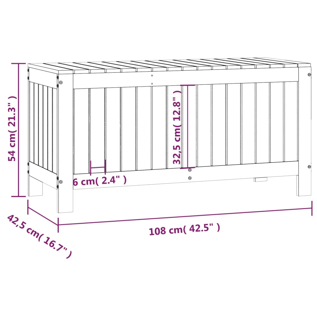 Contenitore Giardino Bianco 108x42,5x54 cm Legno Massello Pino