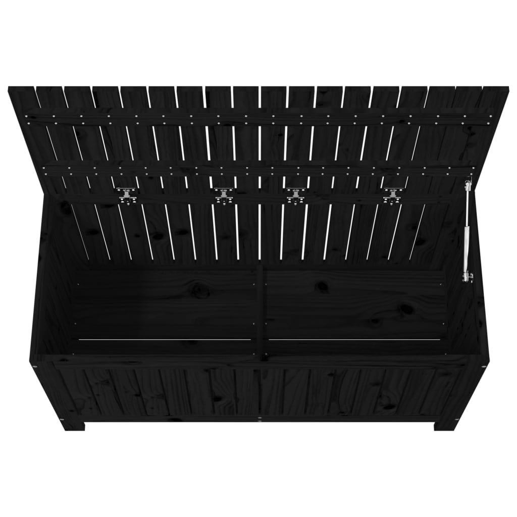 Contenitore da Giardino Nero 115x49x60cm Legno Massello di Pino