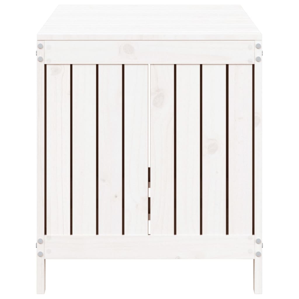Contenitore da Giardino Bianco 121x55x64 cm Legno Massello Pino