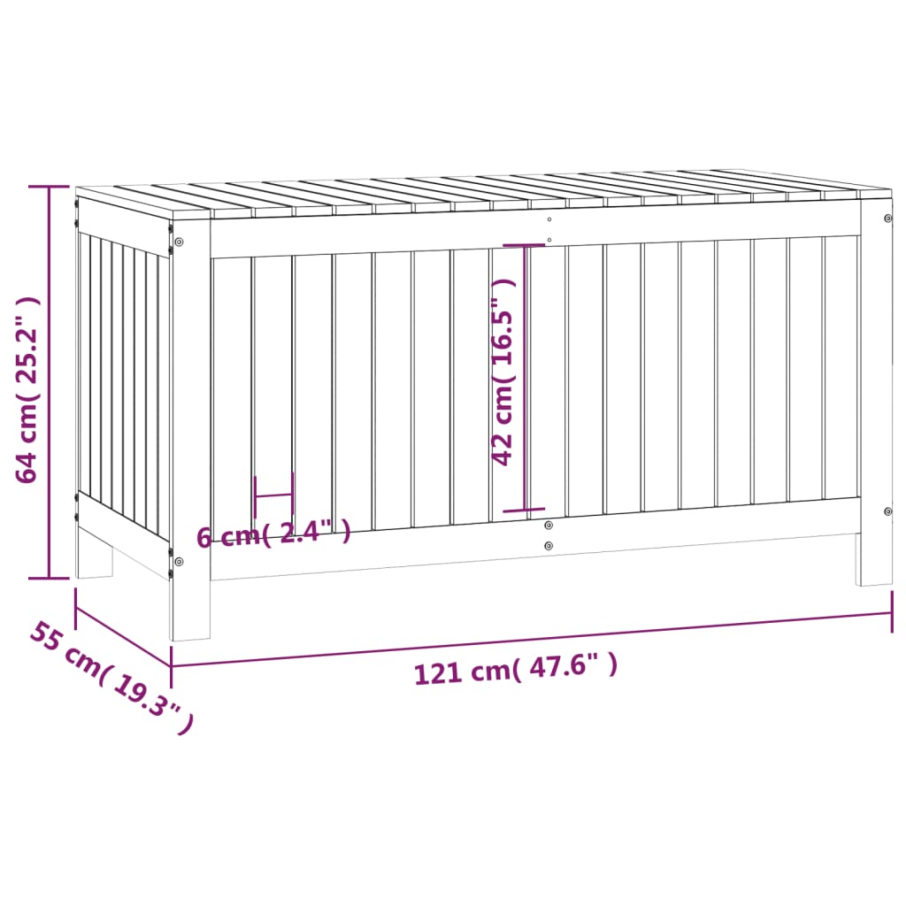 Contenitore da Giardino Grigio 121x55x64 cm Legno Massello Pino