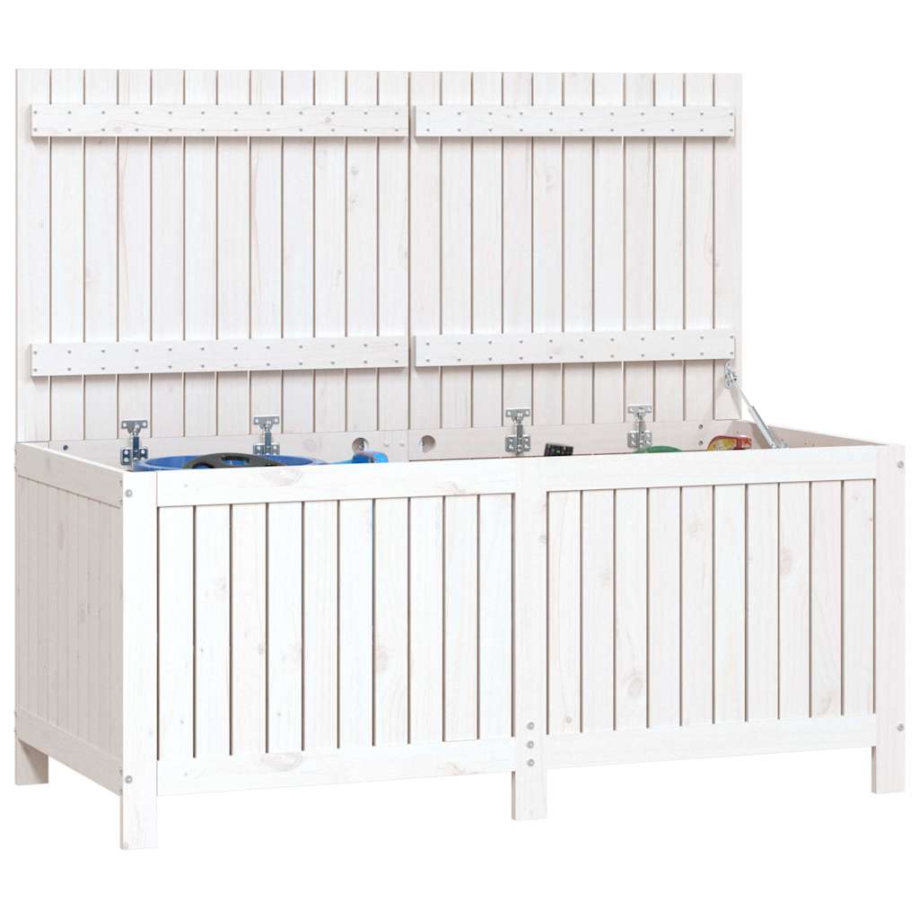 Contenitore da Giardino Bianco 147x68x64 cm Legno Massello Pino