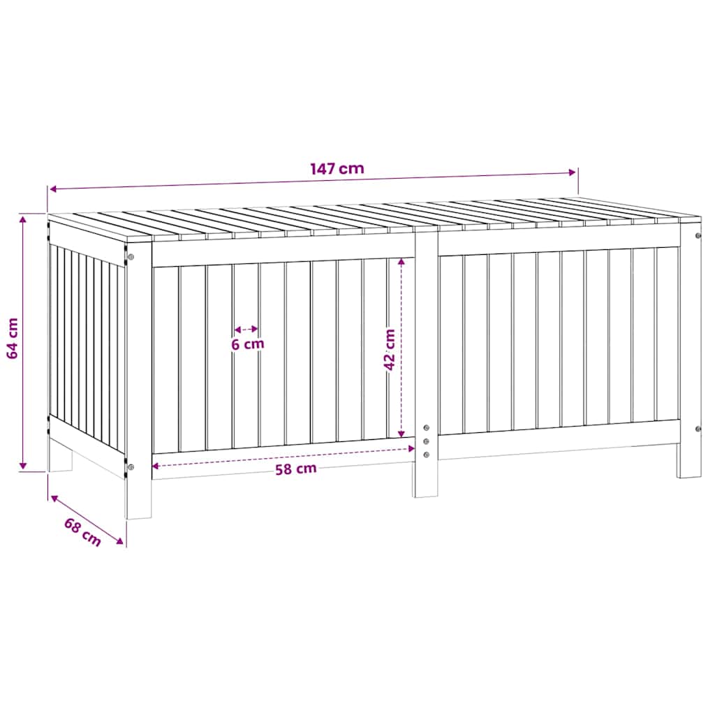 Contenitore da Giardino Nero 147x68x64cm Legno Massello di Pino