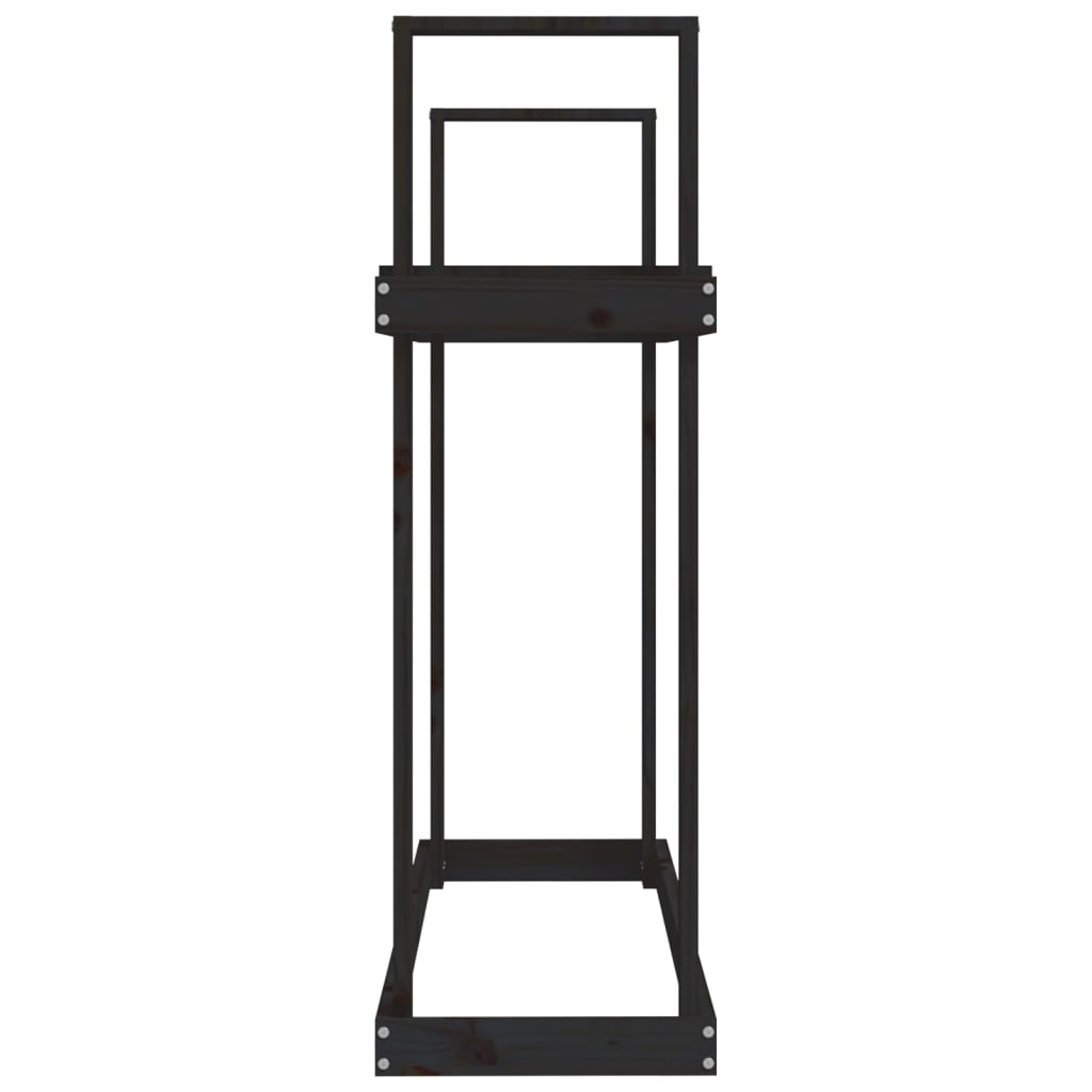 Portalegna Nero 110x35x108,5 cm in Legno Massello di Pino