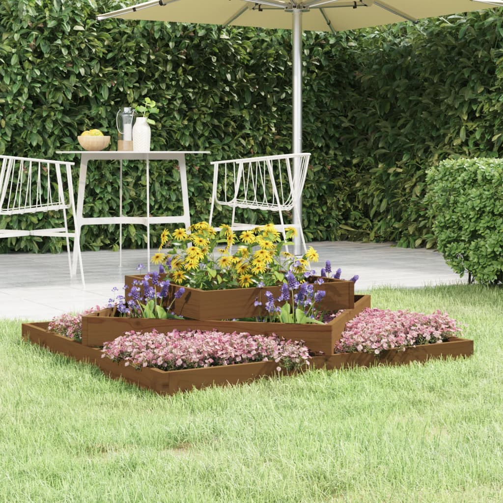 Fioriera Marrone Ambra 112x112x27 cm in Legno Massello di Pino