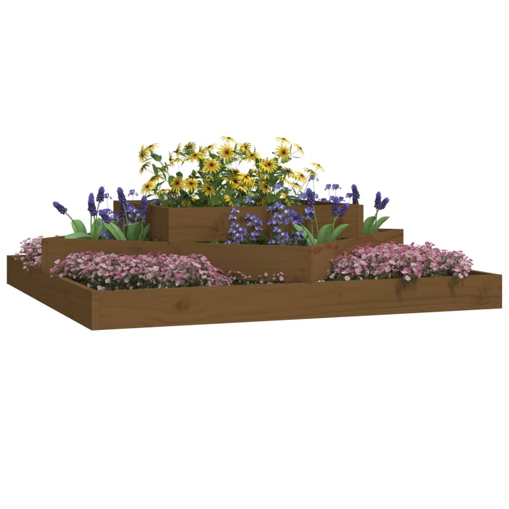 Fioriera Marrone Ambra 112x112x27 cm in Legno Massello di Pino