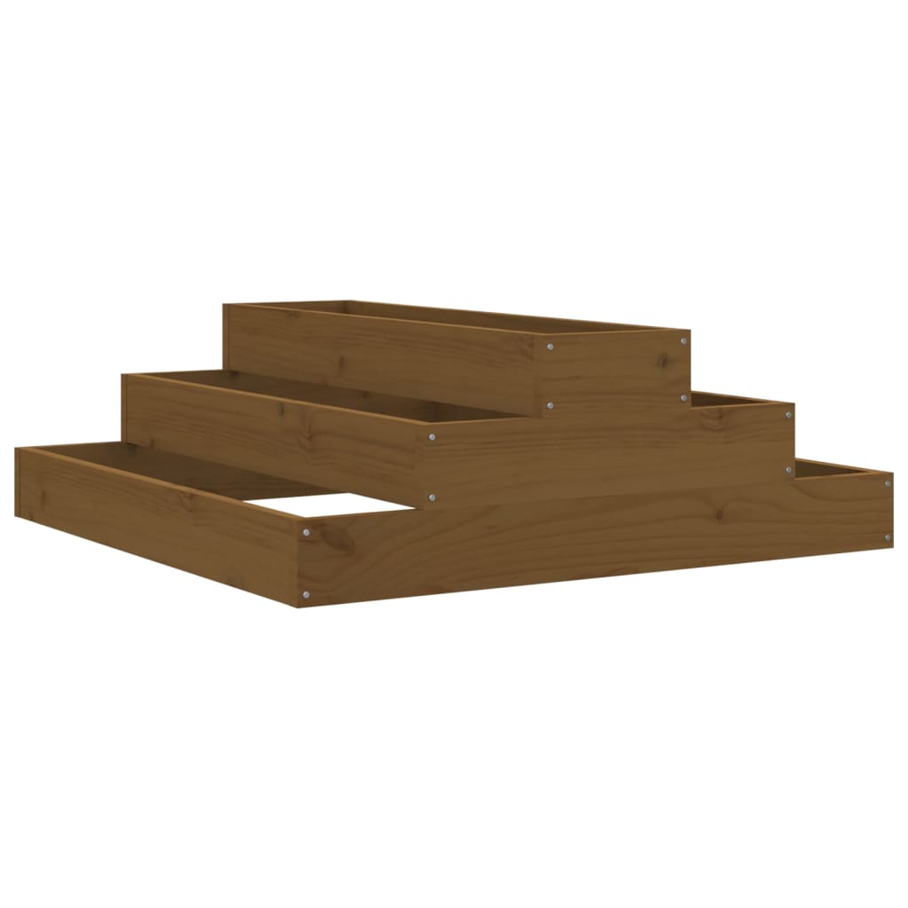 Fioriera Marrone Ambra 80x80x27 cm in Legno Massello di Pino