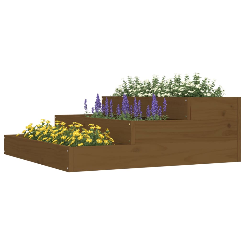 Fioriera Marrone Ambra 78x78x27 cm in Legno Massello di Pino