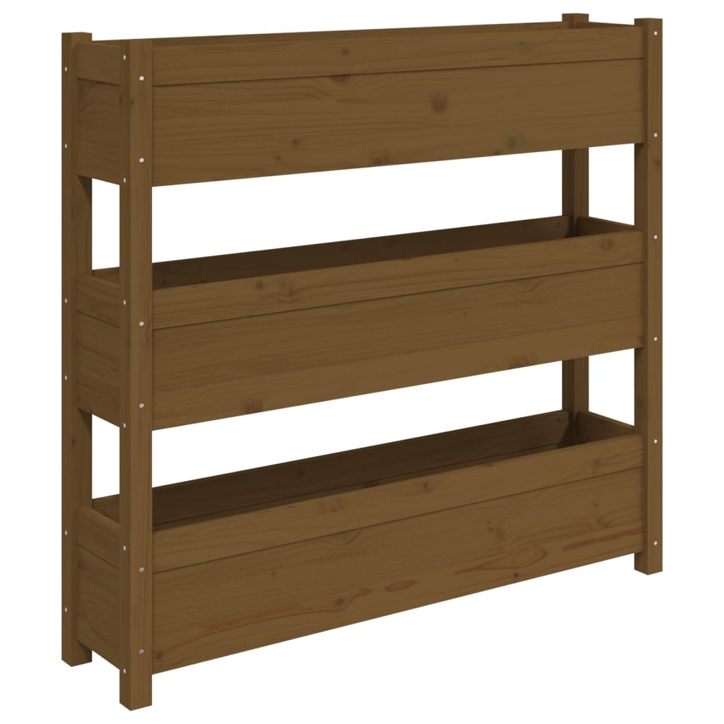 Fioriera Marrone Ambra 112x25x104,5cm in Legno Massello di Pino