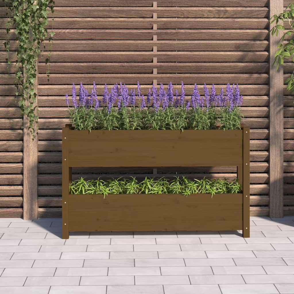 Fioriera Marrone Ambra 112x25x66 cm in Legno Massello di Pino